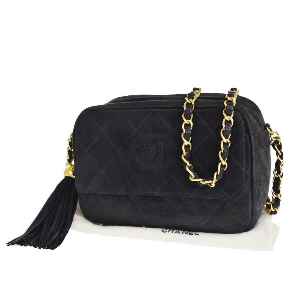 CHANEL CC Tassel Mini Matelasse Chain Shoulder Bag Suede Leather BE GHW 678RJ278